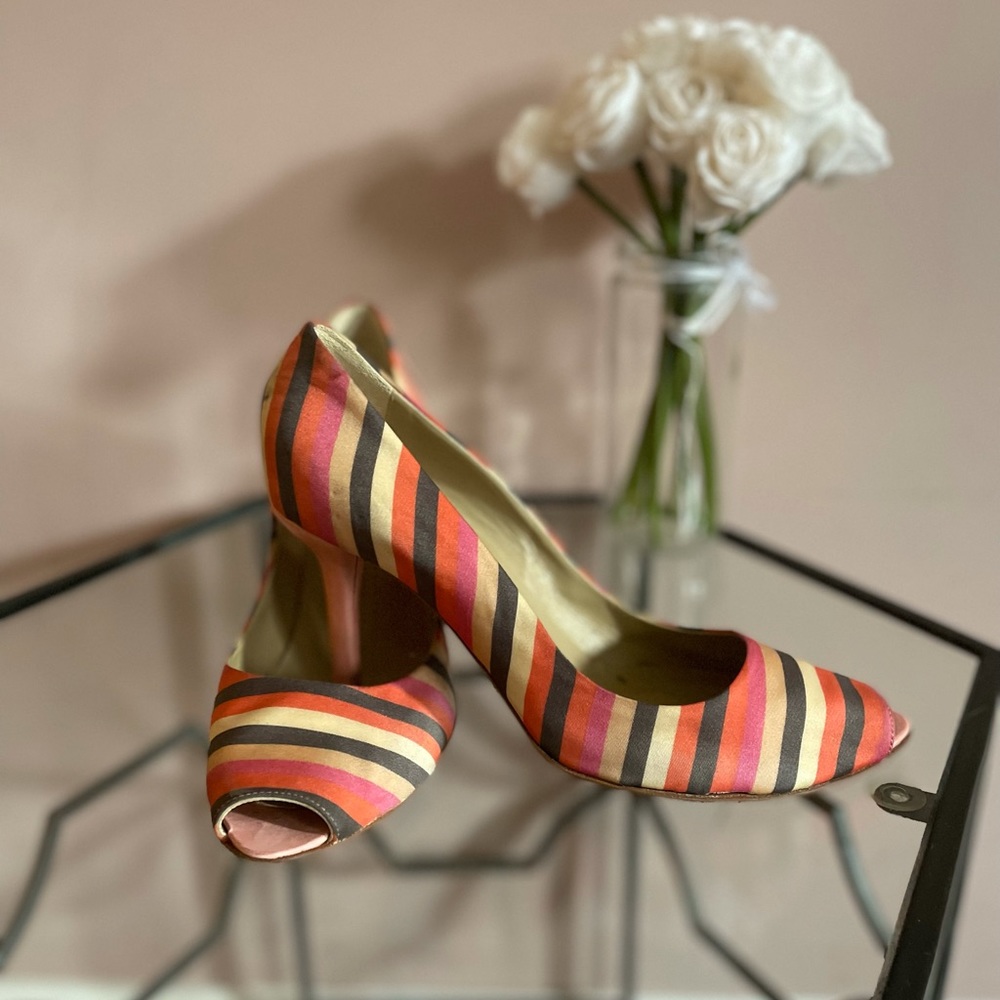 Open toe , fabric heels by Dusica Dusica . Great condition